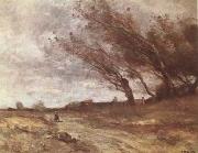 Jean Baptiste Camille  Corot Le Coup de Vent (The Gust of Wind) (mk09) oil on canvas